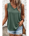 Mist Green Ribbed V Neck Tank - XL