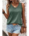 Mist Green Ribbed V Neck Tank - XL
