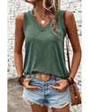 Mist Green Ribbed V Neck Tank - XL