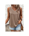 Simply Taupe Ribbed V Neck Tank - L