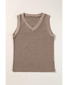 Simply Taupe Ribbed V Neck Tank - M