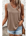 Simply Taupe Ribbed V Neck Tank - S