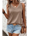 Simply Taupe Ribbed V Neck Tank - S
