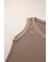 Simply Taupe Ribbed V Neck Tank - XL