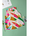 Multicolour Geometric Printed Pleated Shift Tank Top - S