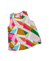 Multicolour Geometric Printed Pleated Shift Tank Top - S