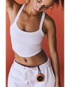 White Athletic Ribbed Cropped Cami Top - L