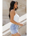 White Athletic Ribbed Cropped Cami Top - XL
