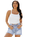 White Athletic Ribbed Cropped Cami Top - XL