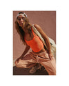 Grapefruit Orange Athletic Ribbed Cropped Cami Top - L