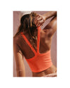Grapefruit Orange Athletic Ribbed Cropped Cami Top - L