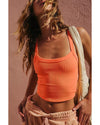 Grapefruit Orange Athletic Ribbed Cropped Cami Top - L