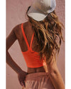 Grapefruit Orange Athletic Ribbed Cropped Cami Top - L
