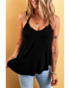 Black Exposed Seam Detail Double Straps Tank Top - S