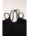 Black Exposed Seam Detail Double Straps Tank Top - S