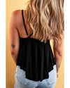 Black Exposed Seam Detail Double Straps Tank Top - S