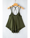 Jungle Green Exposed Seam Detail Double Straps Tank Top - L