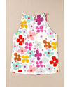 White Cute Floral Print Vest - M