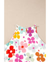 White Cute Floral Print Vest - M