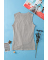 Gray Striped Cutout Twist Front Tank Top - M