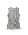 Gray Striped Cutout Twist Front Tank Top - M