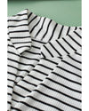 White Striped V Neck Buttoned Tank Top - XL