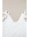 White Embroidery Patterned Knotted Straps V Neck Tank Top - XL
