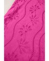 Rose Red Embroidery Patterned Knotted Straps V Neck Tank Top - L