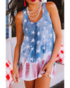 Blue Vintage Washed Flag Print Shift Tank Top - L