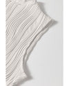 White Solid Color Wavy Textured Round Neck Tank Top - S