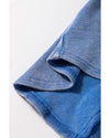 Sky Blue Mineral Wash Ribbed Notch Neck Tank Top - L