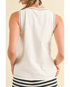 White Sweet Bow Stitching Trim Sleeveless Top - M
