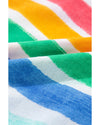 Rose Red Rainbow Stripes Ruffled Hem Drawstring V Neck Tank Top - S