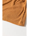 Straw Yellow Ribbed Front Knot Buttoned Thin Strap Tank Top - M