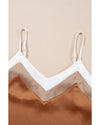 Khaki Chevron Color Block Spaghetti Straps Tank Top - XL