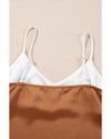 Khaki Chevron Color Block Spaghetti Straps Tank Top - XL