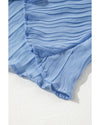 Myosotis Textured Pleated Tied Mock Neck  Flowy Tank Top - L