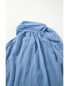 Myosotis Textured Pleated Tied Mock Neck  Flowy Tank Top - L