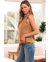 Desert Gold Bowknot V Cut Backless Cotton Tank Top - XL