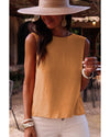 Desert Gold Bowknot V Cut Backless Cotton Tank Top - XL