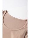 Smoke Gray Ribbed Knit Ruffled Shoulder Slim Fit Tank Top - XL