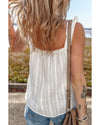 White Lace Crochet Ruffled Buttoned Loose Fit Tank Top - L