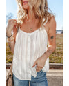 White Lace Crochet Ruffled Buttoned Loose Fit Tank Top - L