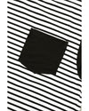 Black Stripe Chest Pocket Patch Round Neck Tank Top - L