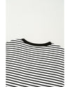 Black Stripe Chest Pocket Patch Round Neck Tank Top - M