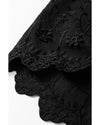 Black Floral Embroidered Buttoned Square Neck Tank Top - XL