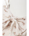 White Floral Pleated Big Bow Back Spaghetti Straps Tank Top - L