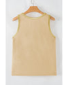 Tan Metallic Sheen Edge Scoop Neck Tank Top - S