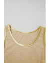 Tan Metallic Sheen Edge Scoop Neck Tank Top - S
