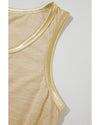 Tan Metallic Sheen Edge Scoop Neck Tank Top - S